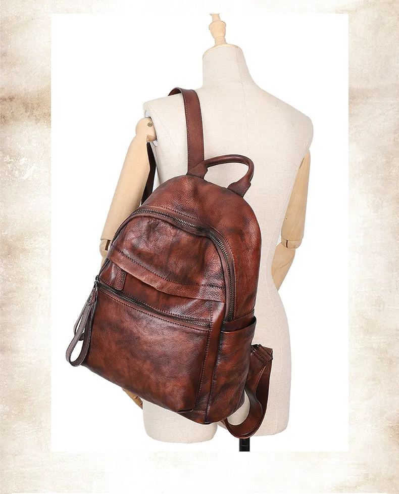 Vintage Leather Rucksack Womens Vintage School Backpacks Leather Backpack Purse