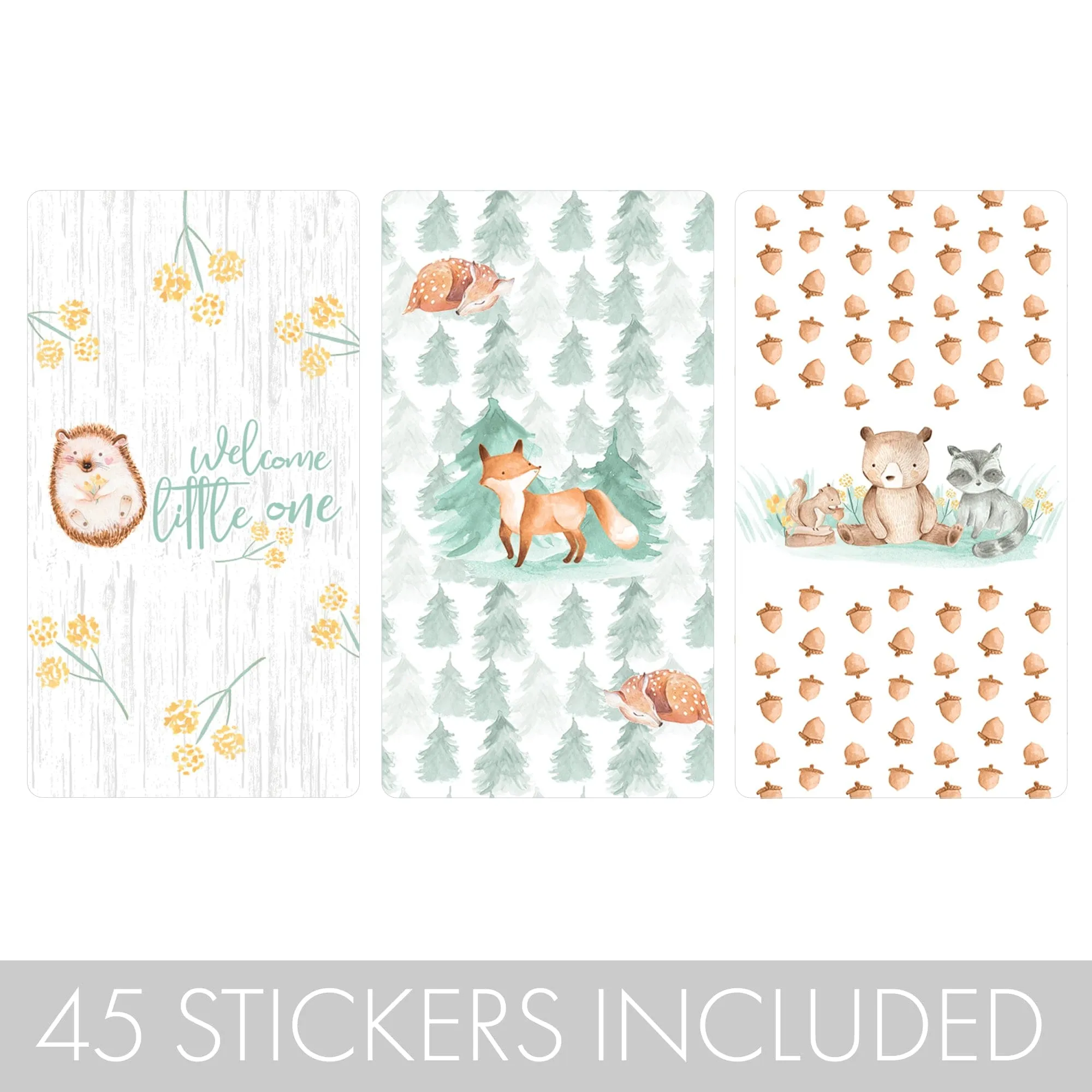 Watercolor Woodland Baby Shower Mini Candy Bar Wrappers - 45 Count