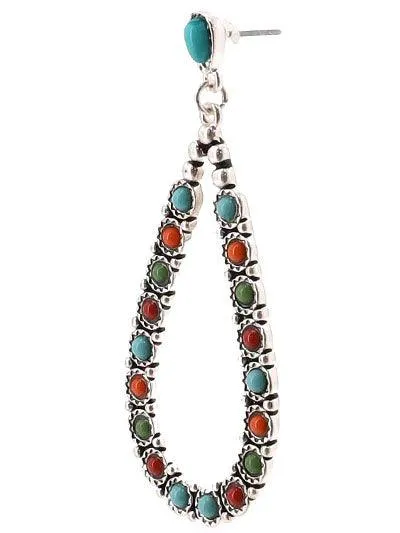 Western Teardrop Stone Earring