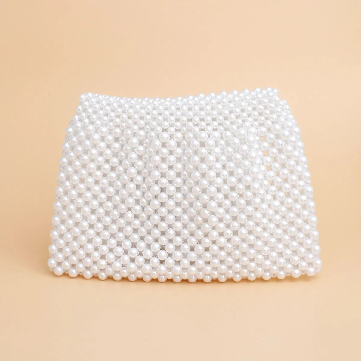 White Pearl Handmade Woven Evening Clutch