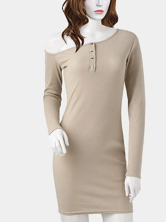 Wholesale Apricot Long Sleeve Plain Bodycon Mini Dresses