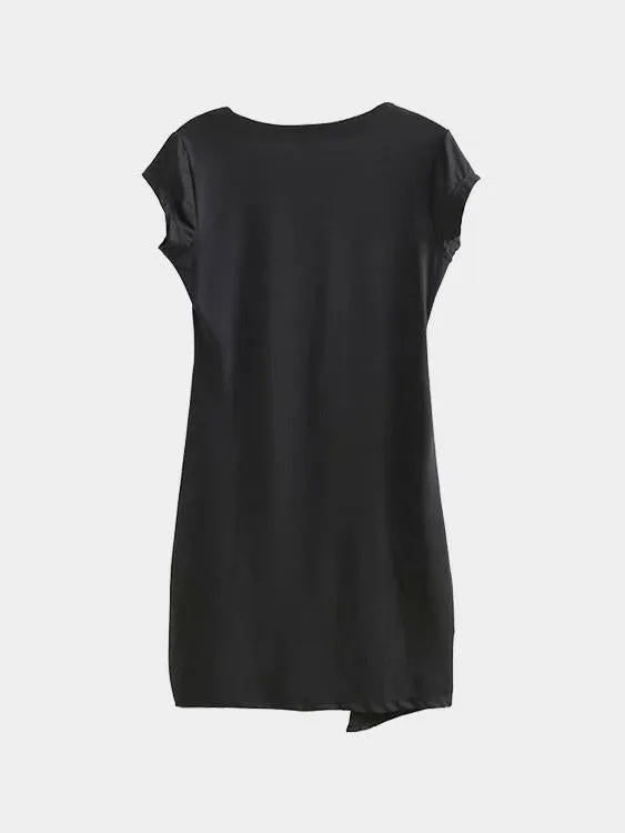 Wholesale Black V-Neck Sleeveless Irregular Hem Mini Dress