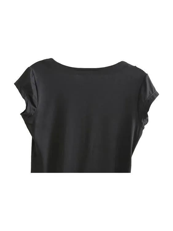Wholesale Black V-Neck Sleeveless Irregular Hem Mini Dress
