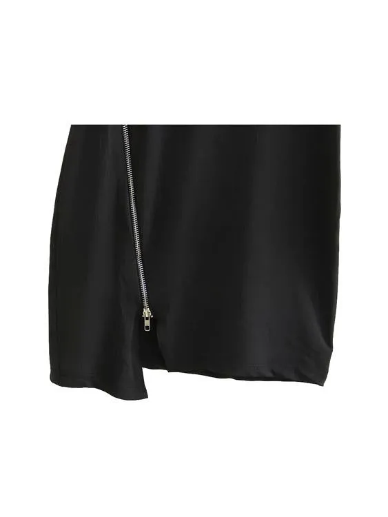Wholesale Black V-Neck Sleeveless Irregular Hem Mini Dress