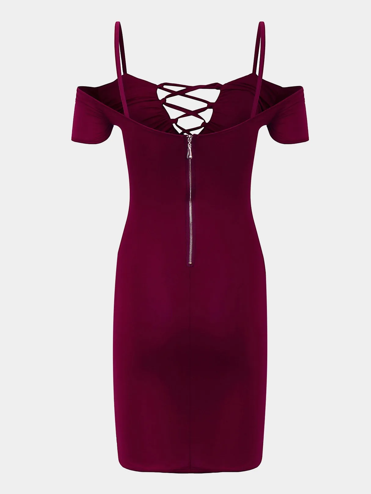 Wholesale Off The Shoulder Deep V Neck Short Sleeve Zip Back Mini Dress