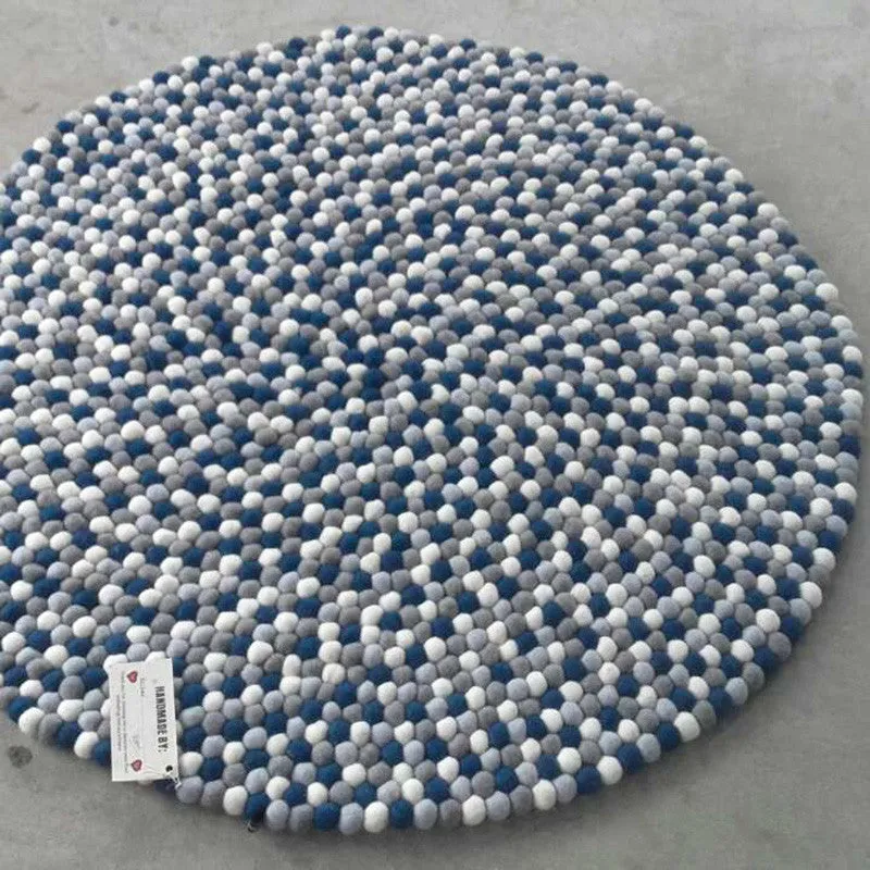Winter Blue Felt Ball Rug