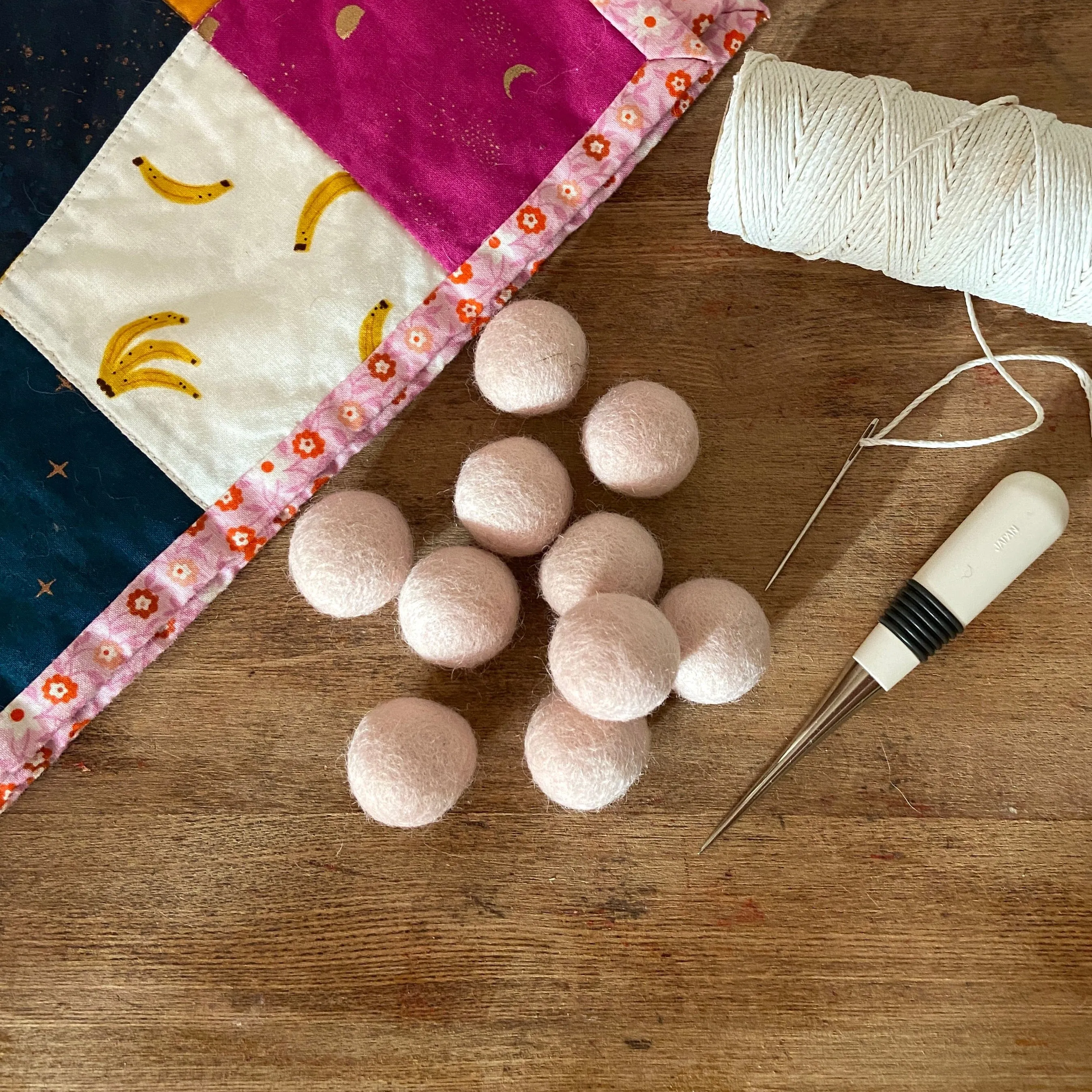 Wool Felt Balls - #52 Blush  - Ten 1" Balls, 2.2cm