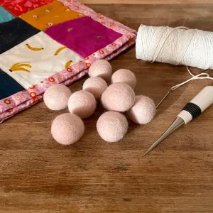 Wool Felt Balls - #52 Blush  - Ten 1" Balls, 2.2cm