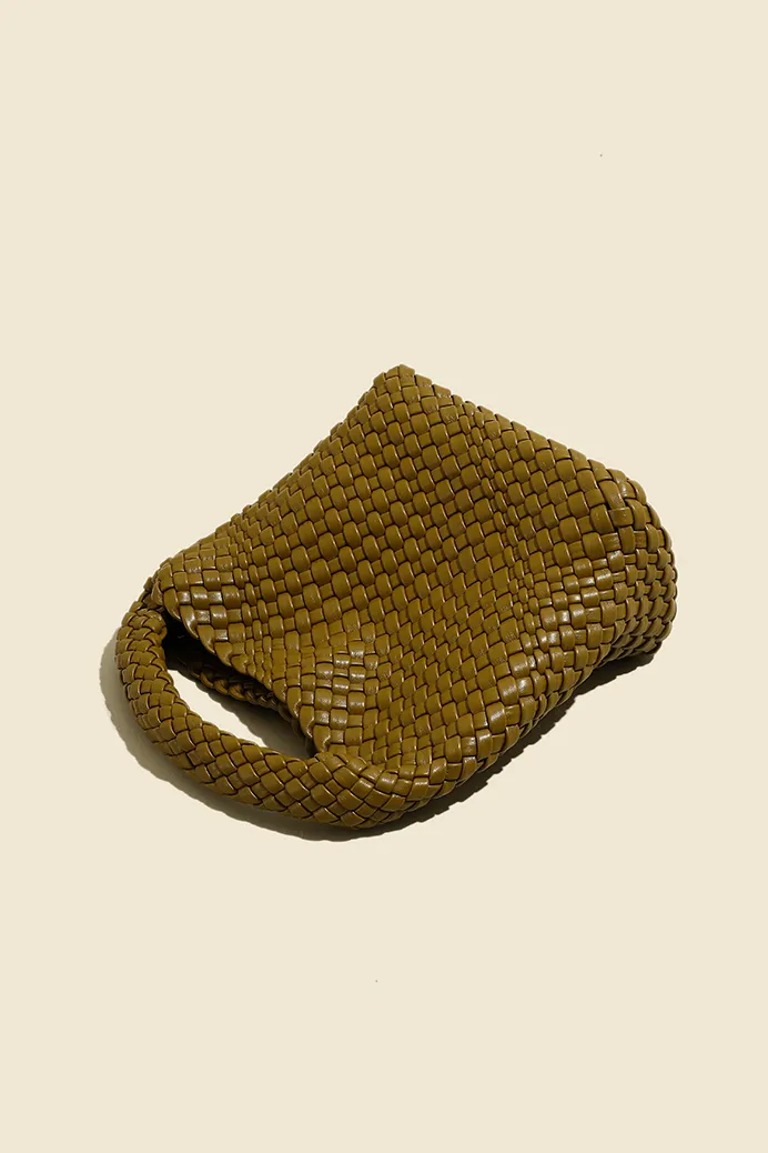 Woven Hobo Leather Bag with Purse