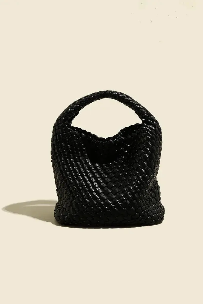 Woven Hobo Leather Bag with Purse