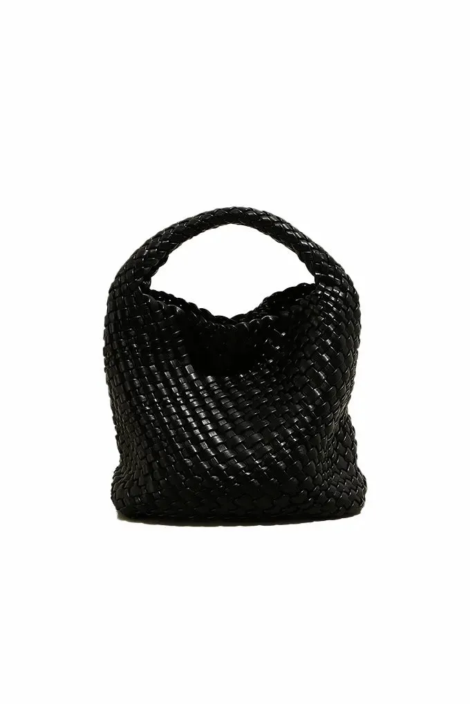 Woven Hobo Leather Bag with Purse