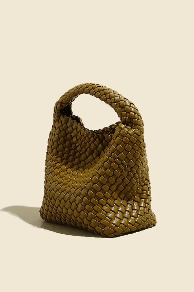 Woven Hobo Leather Bag with Purse
