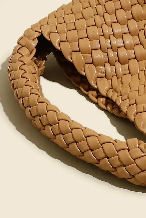 Woven Hobo Leather Bag with Purse