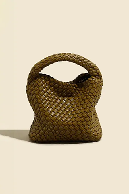 Woven Hobo Leather Bag with Purse