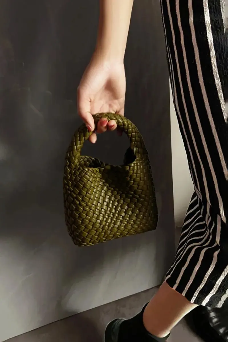 Woven Hobo Leather Bag with Purse