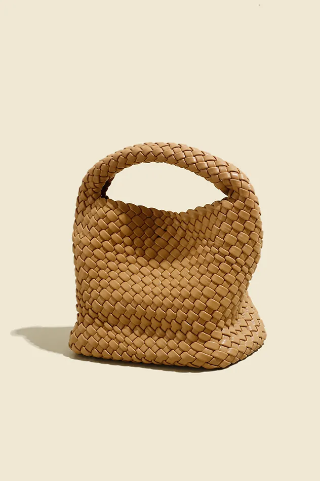 Woven Hobo Leather Bag with Purse