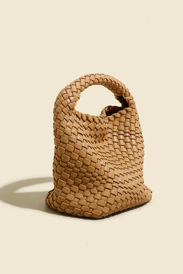 Woven Hobo Leather Bag with Purse