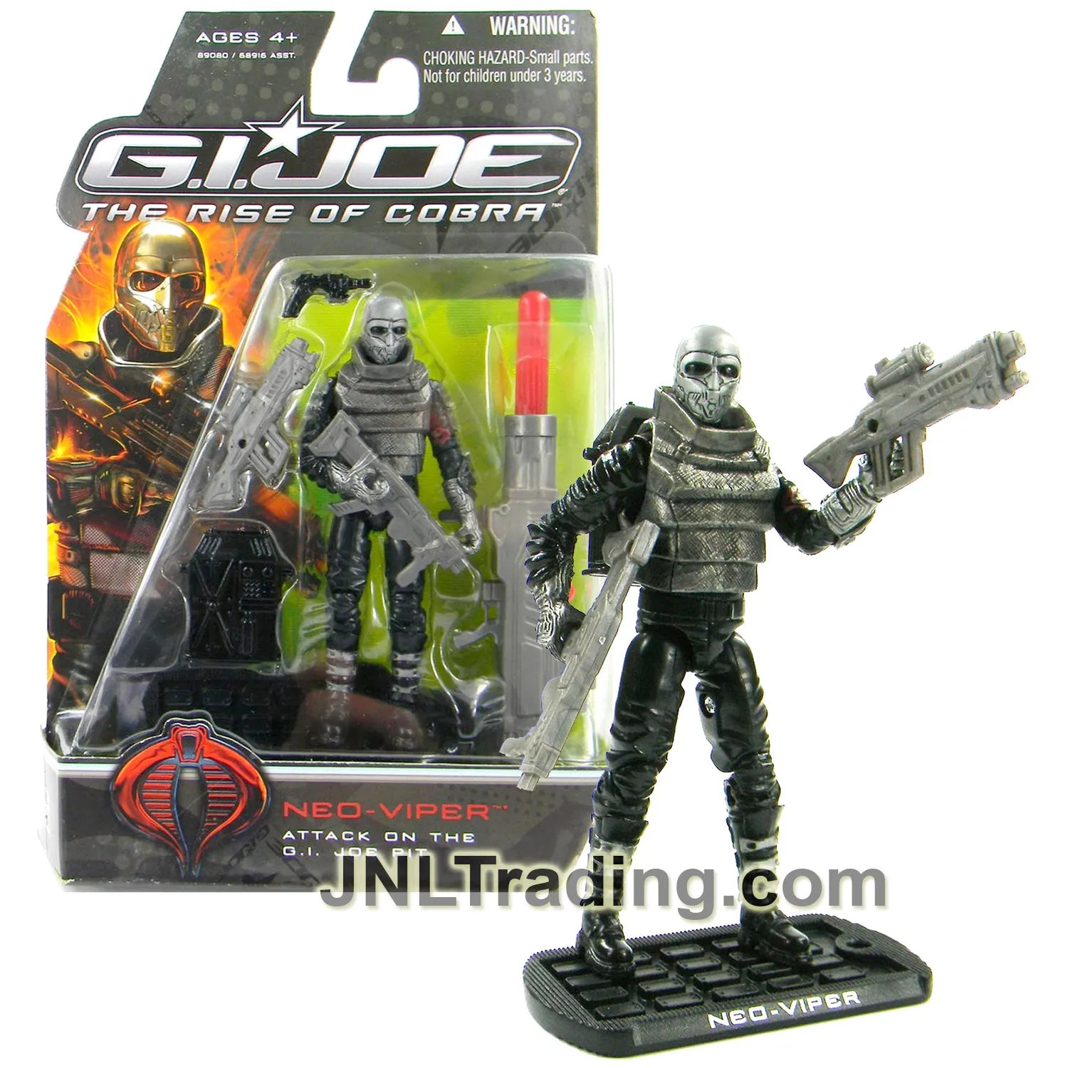 Year 2008 GI JOE Movie The Rise of Cobra Series 4 Inch Figure - Attack on the G.I. JOE Pit NEO VIPER with Rifles, Gun, Missile Launcher & Display Base