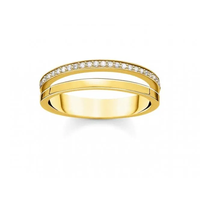 Yellow Gold Zirconia Pave Double Ring TR2316-414-14